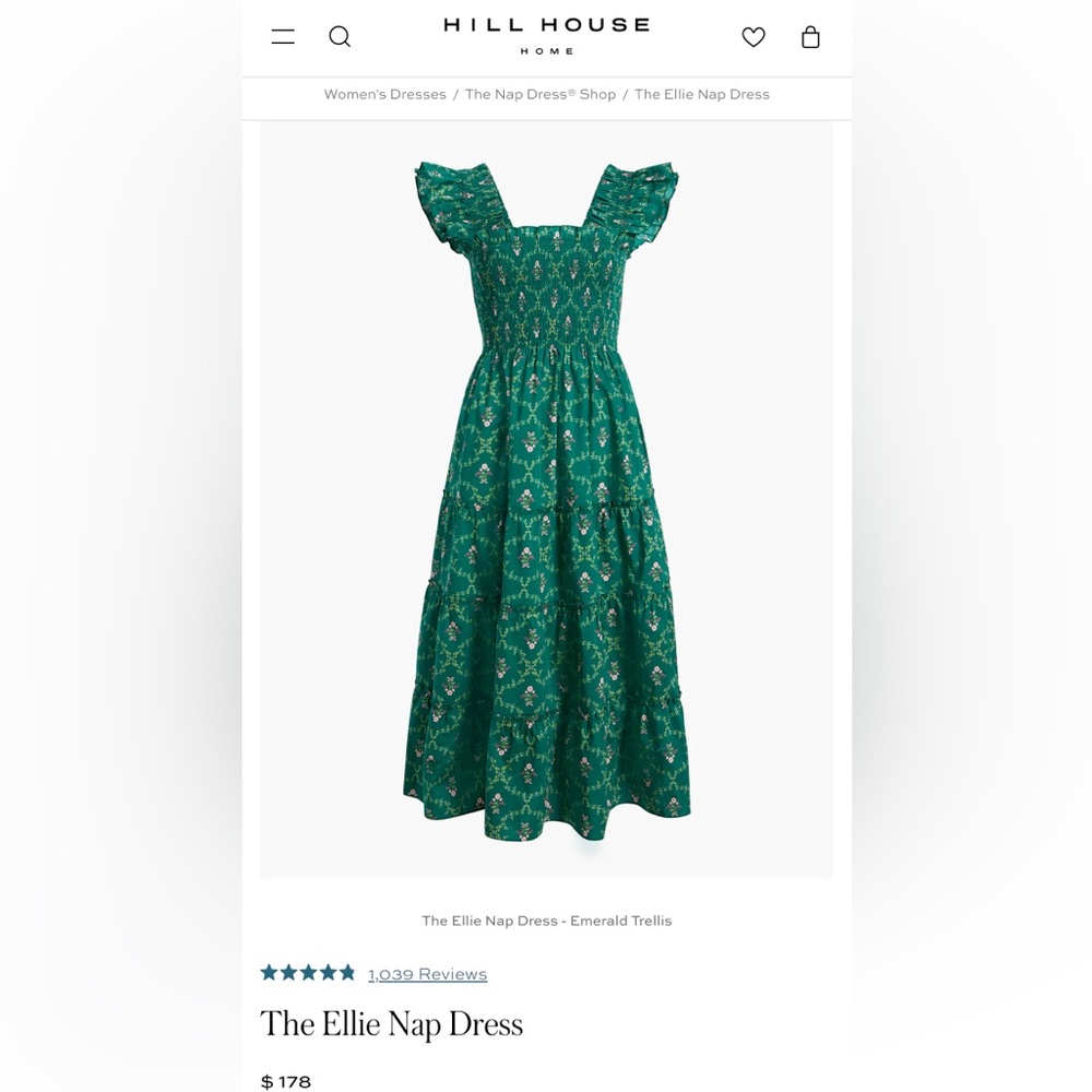 Hill House Ellie Nap Dress Emerald Trellis